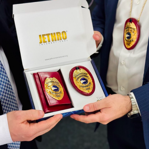 Photo of the badges and credentials from Civil Humanitarian Diplomat Jethro International
