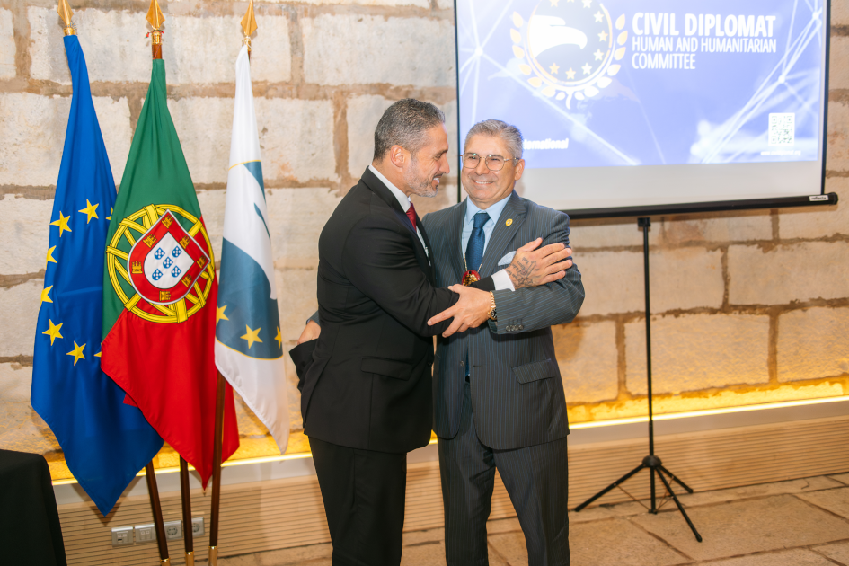 Image of Edison Dias and Colonel José Geraldo at the Solenm Ceremony of Civil Diplomat Jethro International Org. Citadel of Cascais november 2025