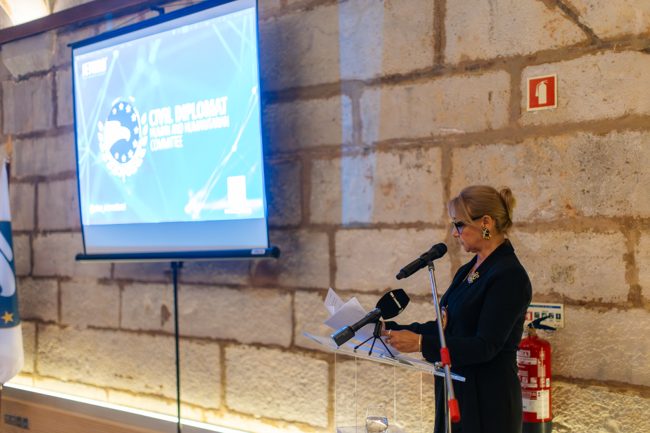 Image of Helena Fonseca at the Civil Diplomat Jethro International Ceremony at the Citadel of Cascais, the Martin Luther King Award and Civil Diplomats Condecoration on november 2025