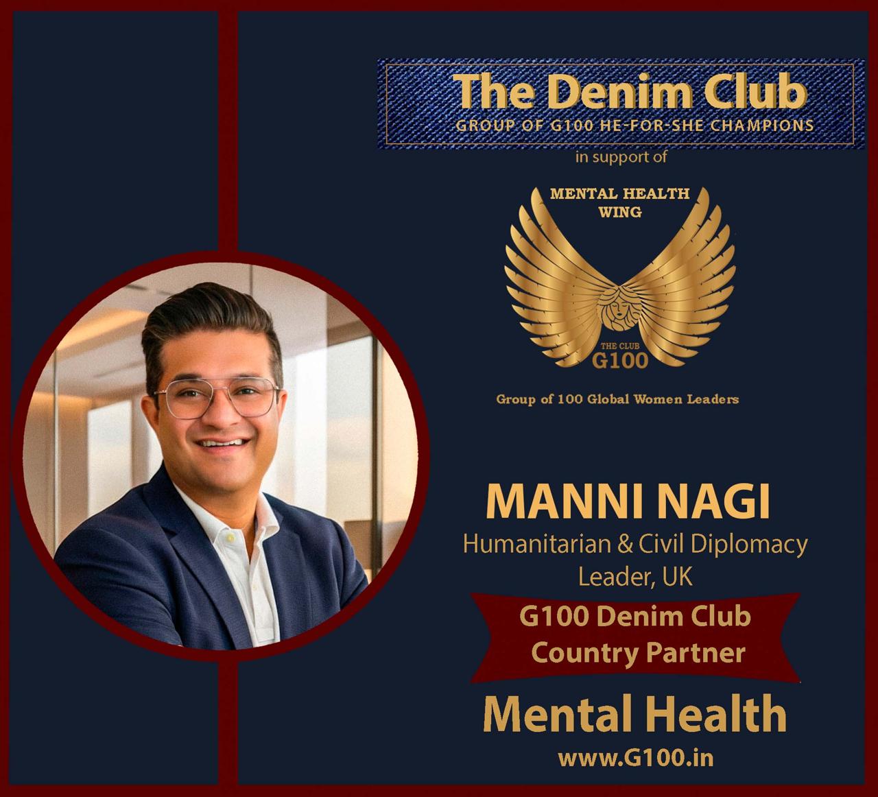 Humanitarian Civil Diplomat Manni Nagi Joins G100 Mental Health Wing