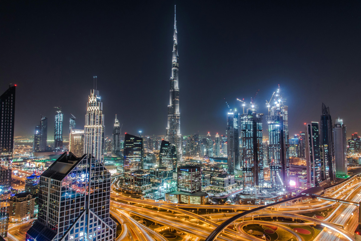 Dubai at night lights.