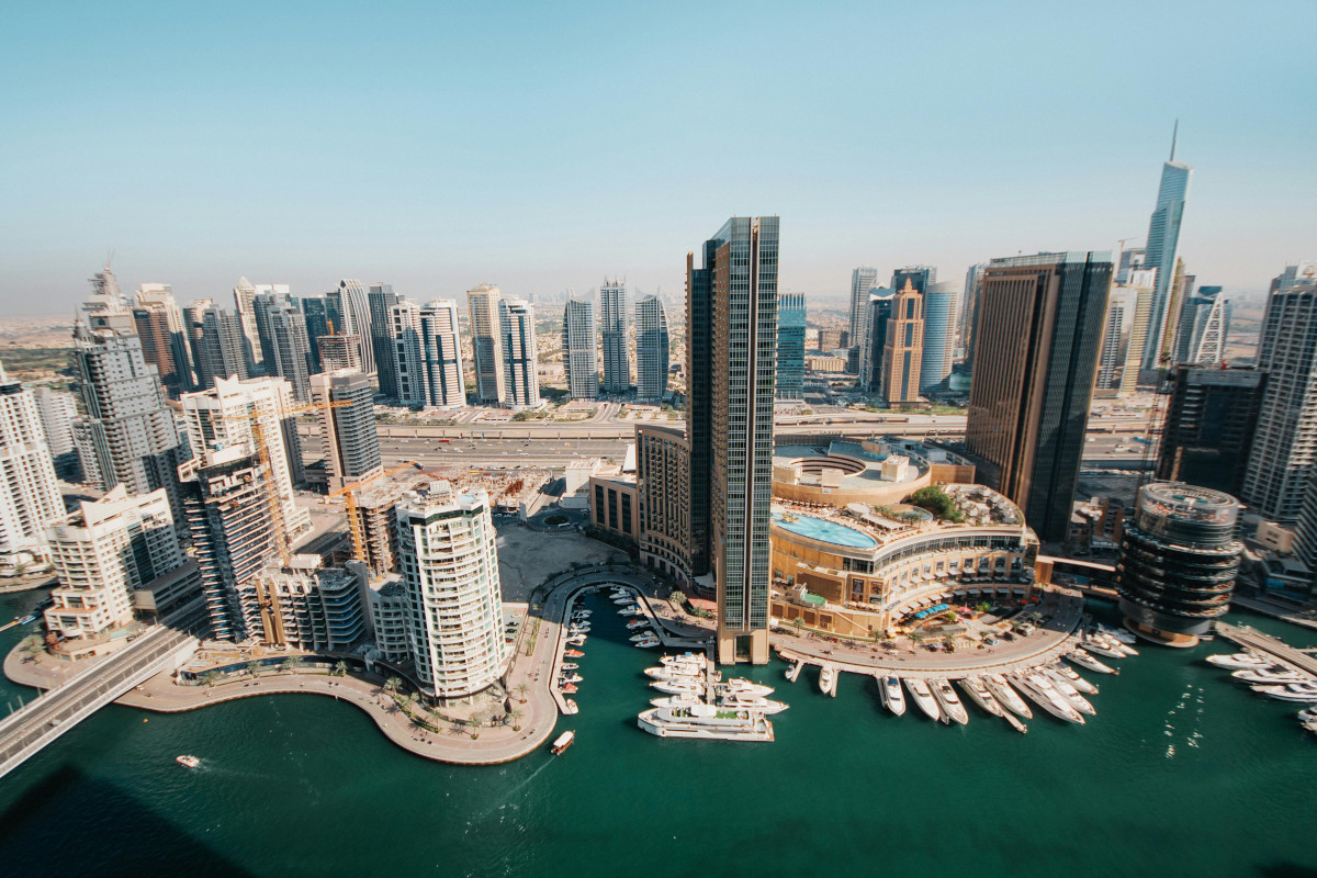 Dubai skyscraper view.