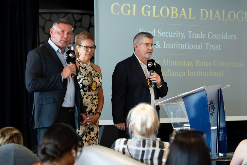 Adenir Santos at the GCI Global Dialogue Forum on Food Security and Trade Routes at the 2nd World Meeting of Civil Diplomats 2026.
